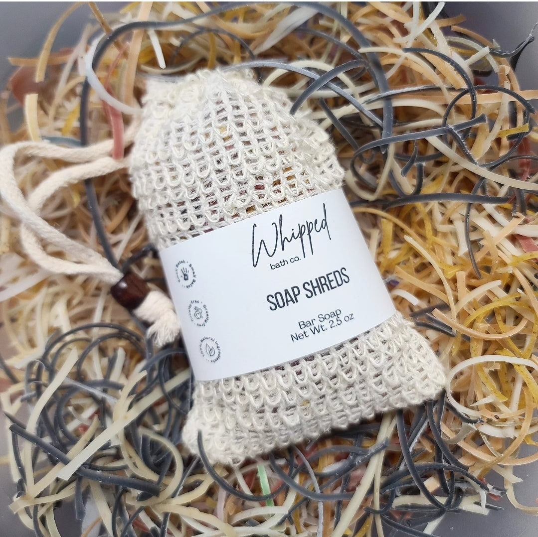 Exfoliating Soap Shreds & Sisal Soap Pouch
